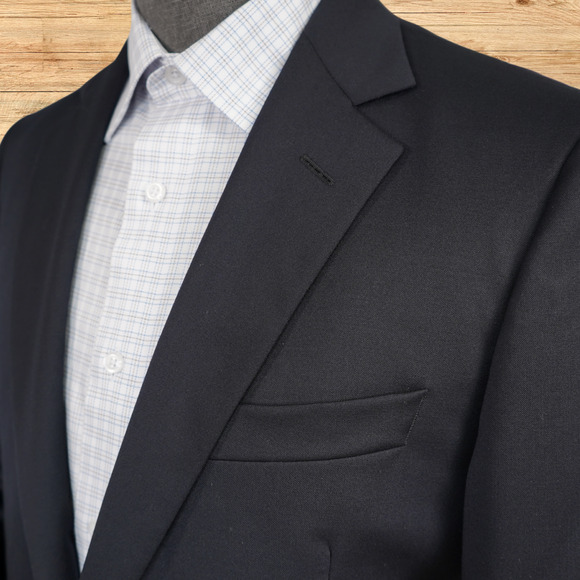 Brooks Brothers 1818 Fitzgerald X Estrato Mens 41L Black Wool 2 Button Jacket - Picture 3 of 8